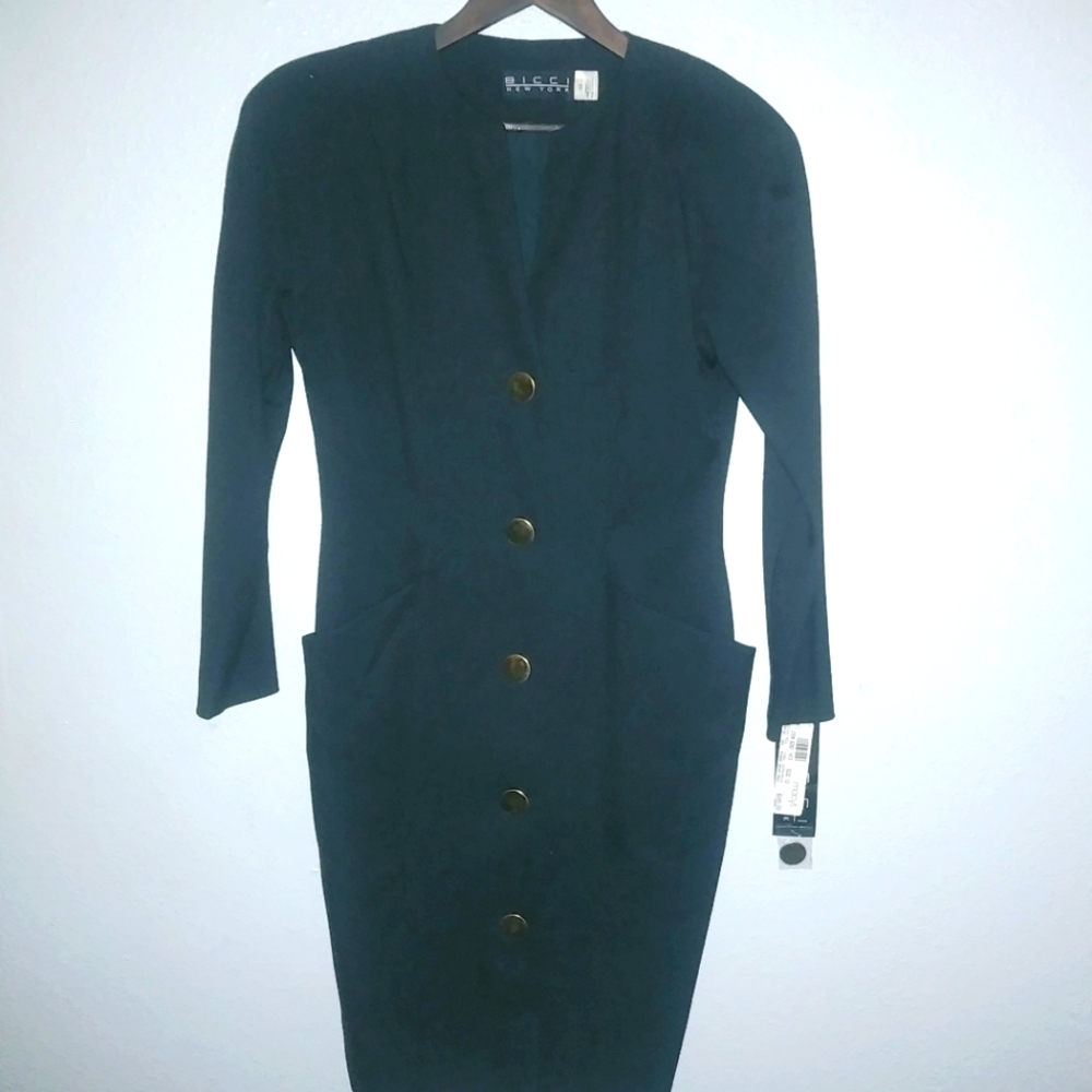 Bicci NY 12 Vintage Dress Classic Button Down Front Long Sleeved Fiuneral